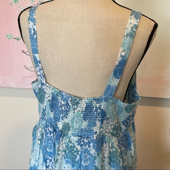 Rails Women SERAFINA AZURE WALLFLOWER Floral Midi Linen Dress Blue NWT Sz Large - Picture 7 of 10